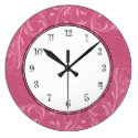 Hot Pink damask swirls elegant Girls Wall Clock