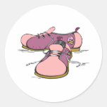 pink girly bowling shoes graphic round sticker