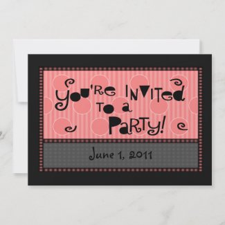 Pink & Girly, Circles & Stripes Invitation invitation