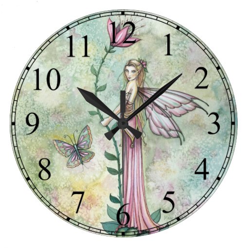 Pink Girly Flower Fairy Clock Zazzle