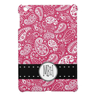 Pink Girly Paisley Pattern with Monogram iPad Mini Covers
