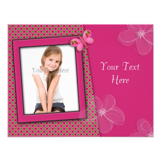 Pink Girly Photo Card Personalized Invites