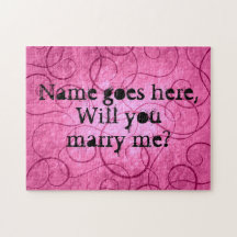 Pink girly swirls Marriage proposal Jigsaw Puzzle
