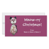 Pink Glass-Bead Cat Custom Photo Card