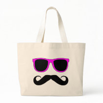 Pink Glasses Mustache Retro Bags