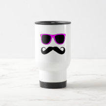 Pink Glasses Mustache Retro Coffee Mugs