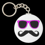 Pink Glasses Mustache Retro Key Chain