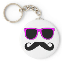 Pink Glasses Mustache Retro Key Chain