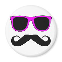 Pink Glasses Mustache Retro Fridge Magnets