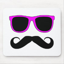 Pink Glasses Mustache Retro Mouse Pad