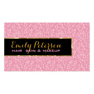 Pink Glitter And Metallic Gold Accents Double-Sided Standard Business Cards (Pack Of 100)