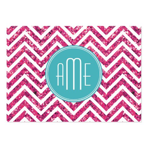 Pink Glitter and Mint Custom Monogram Business Card Template