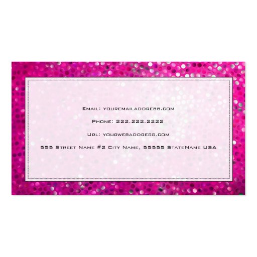 Pink Glitter Beautician Business Card (back side)