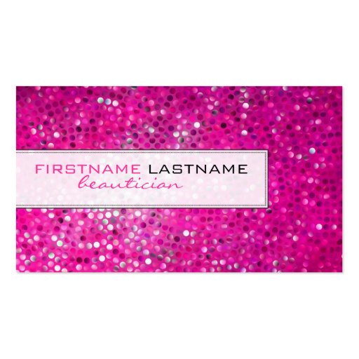 Pink Glitter Beautician Business Card (front side)