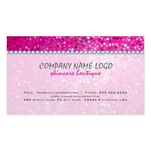 Pink Glitter Beautician Business Card 2a Business Cards (back side)