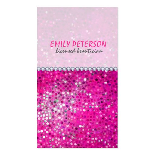 Pink Glitter Beautician Business Card 2a Business Cards (front side)