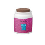 Pink glitter blue elephant candy dish
