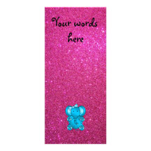Pink glitter blue elephant rack card