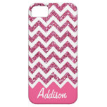 Pink Glitter Chevron Name BLING Case iPhone 5 Cover