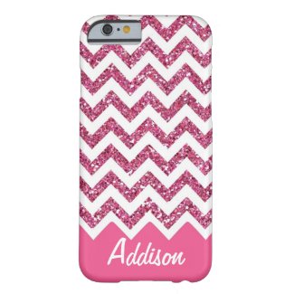 Pink Glitter Chevron Name BLING Case iPhone 6 Case