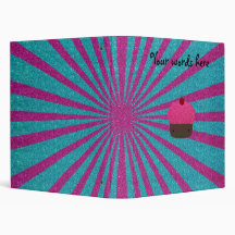 Pink glitter cupcake glitter sunburst 3 ring binders