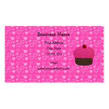 Pink glitter cupcake pink hearts business card templates