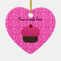 Pink glitter cupcake pink hearts christmas tree ornaments