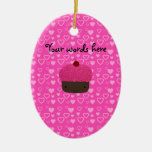 Pink glitter cupcake pink hearts ornaments