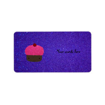 Pink glitter cupcake purple glitter labels