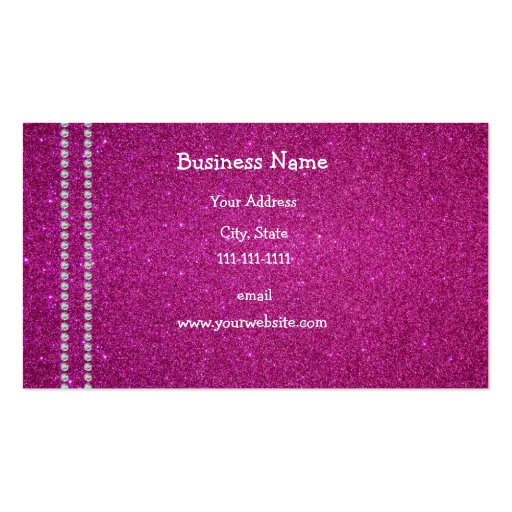 Pink glitter diamonds business cards (front side)