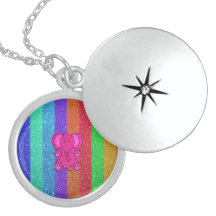 Pink glitter elephant rainbow glitter jewelry