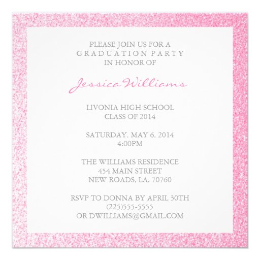 Pink Glitter Graduation Party Invitations