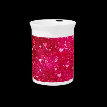 Pink Glitter Hearts Pattern pitchers