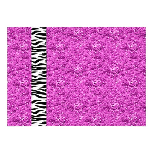 Pink Glitter Invite With Zebra Print Bow