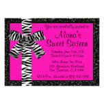 Pink Glitter Invite With Zebra Print Bow
