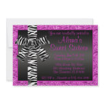Pink Glitter Invite With Zebra Print Bow