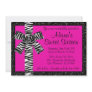 Pink Glitter Invite With Zebra Print Bow
