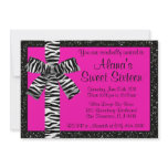 Pink Glitter Invite With Zebra Print Bow