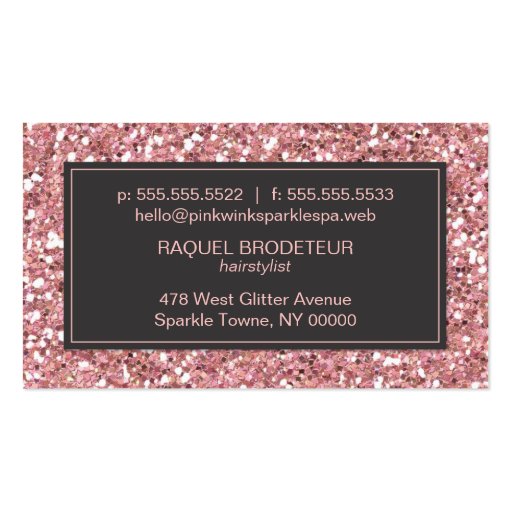 Pink Glitter Look Business Card (back side)