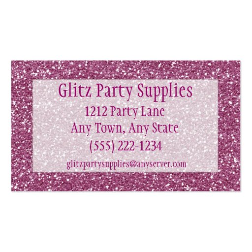 Pink Glitter Look Business Card Customizable (front side)