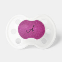 Pink glitter monogram baby pacifiers