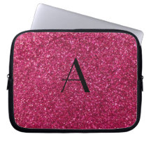 Pink glitter monogram computer sleeve