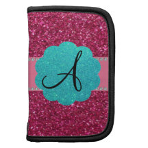 Pink glitter monogram diamonds folio planner
