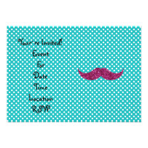 Pink glitter mustache personalized invite