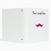 pink glitter mustache vinyl binder