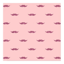 Pink Glitter Mustaches Print