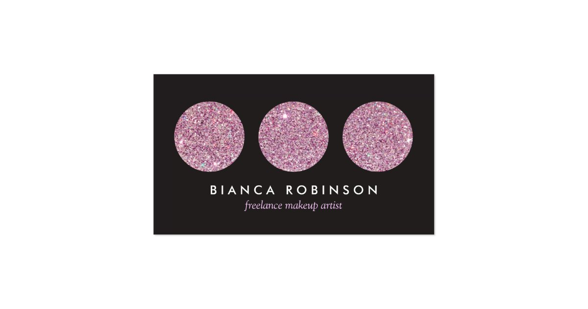 Pink Glitter Palette for Freelance Makeup Artist Business Card | Zazzle