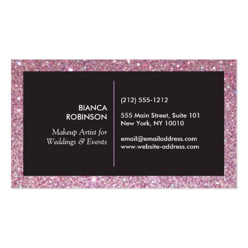 Pink Glitter Palette for Freelance Makeup Artist Business Card Template (back side)