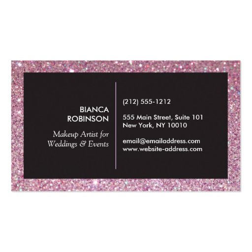 Pink Glitter Palette for Freelance Makeup Artist Business Card Template