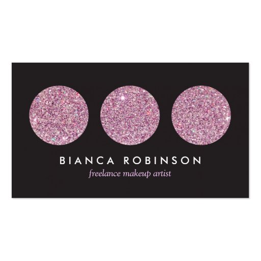 Pink Glitter Palette for Freelance Makeup Artist Business Card Template (front side)